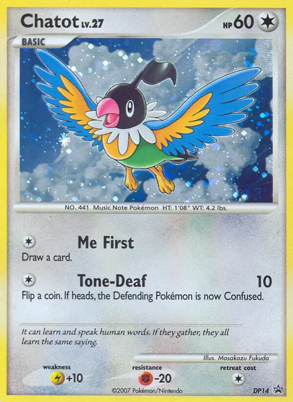 Chatot #DP14, DP Black Star Cosmos Holo, TCGdex reference