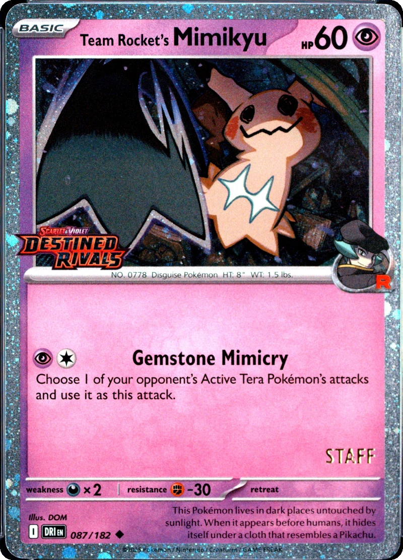 Team Rocket's Mimikyu Staff Prerelease PSA cert 158502195 reference placeholder