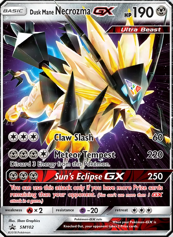 Dusk Mane Necrozma GX #SM102, SM Black Star Holo, TCGdex reference