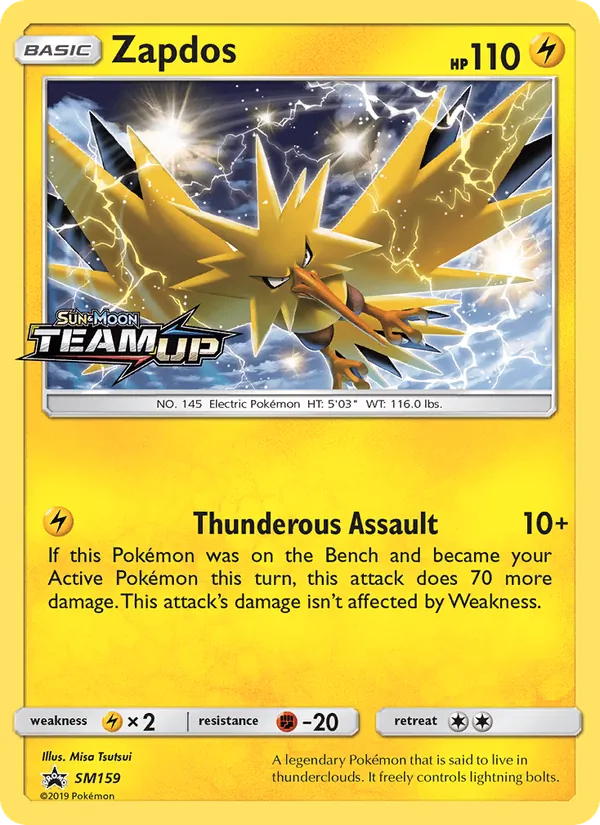 Zapdos SM159, prerelease base reference scan