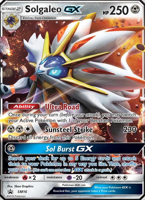 Solgaleo GX #SM16, SM Black Star Holo, TCGdex reference