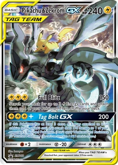Pikachu & Zekrom GX #SM168, English SM Black Star Promos promo, reference image
