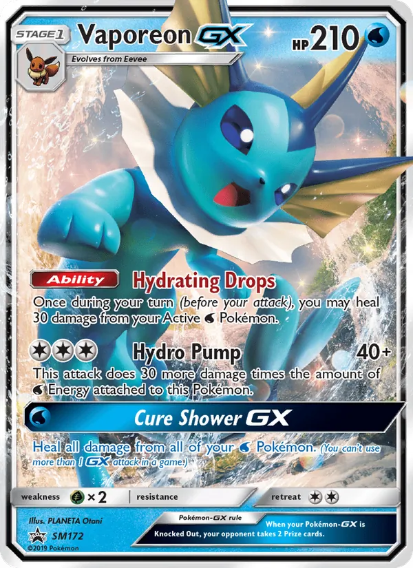 Vaporeon GX #SM172, SM Black Star Holo, TCGdex reference