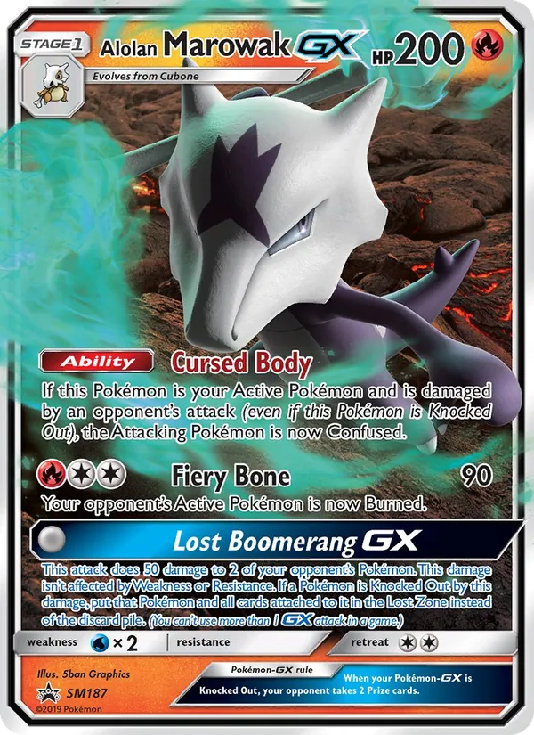 Alolan Marowak GX #SM187, SM Black Star Holo, TCGdex reference