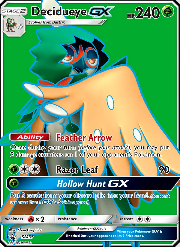 Decidueye GX #SM37, SM Black Star Holo, TCGdex reference