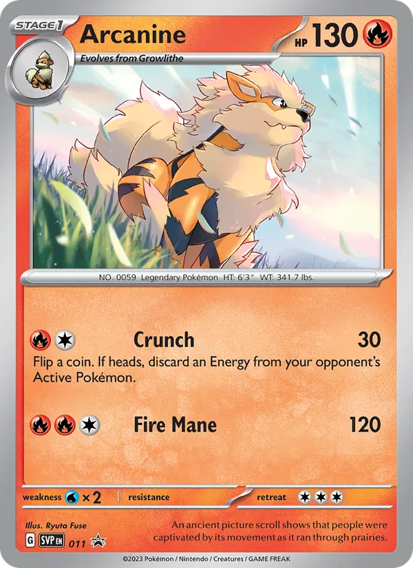 Arcanine #011, SWSH Black Star Holo, TCGdex reference