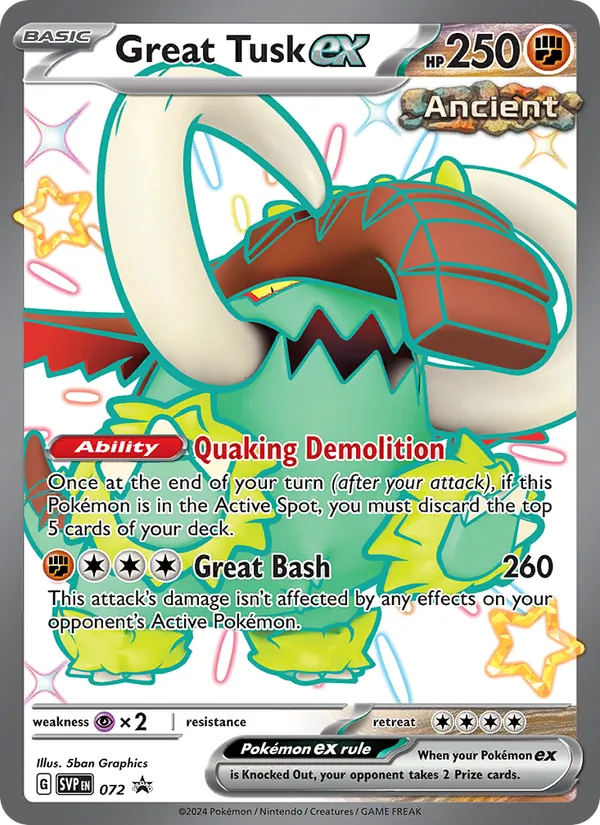 Great Tusk ex #072, SWSH Black Star Holo, TCGdex reference