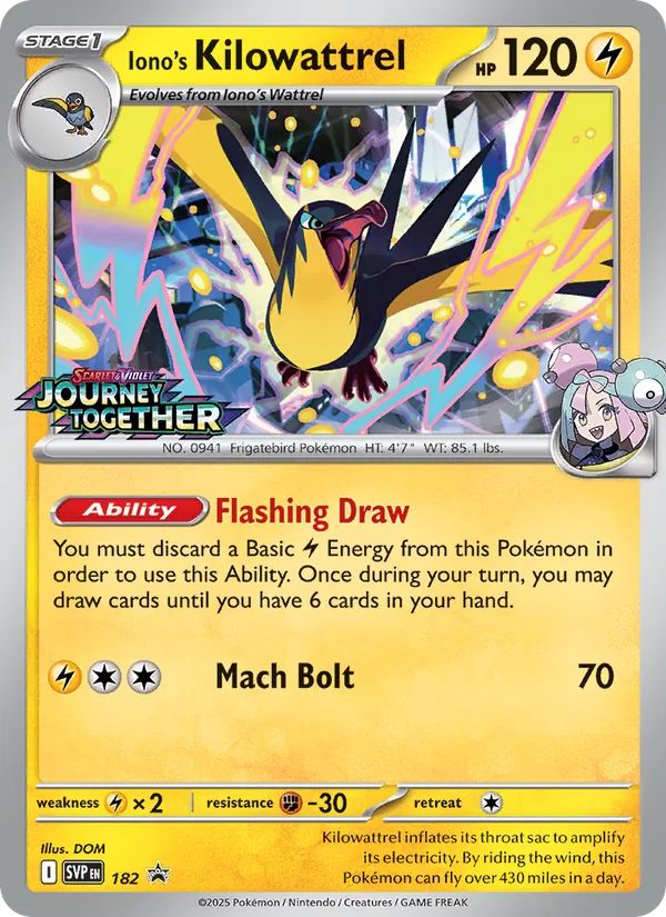 Iono's Kilowattrel 182, prerelease base reference scan