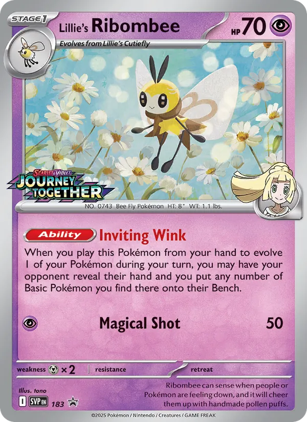 Lillie's Ribombee 183, prerelease base reference scan