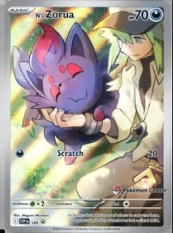 N's Zorua #189, English Pokemon Center stamped promo reference image