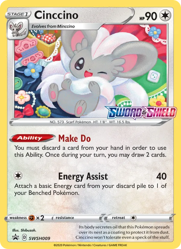 Cinccino SWSH009, prerelease base reference scan