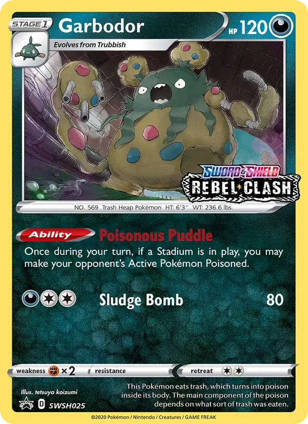 Garbodor SWSH025, prerelease base reference scan