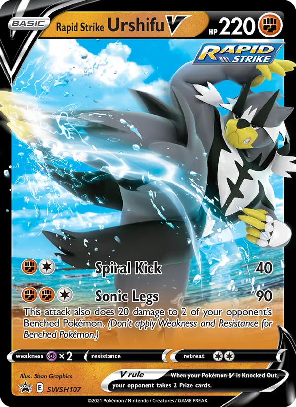 Rapid Strike Urshifu V #SWSH107, SWSH Black Star Holo, TCGdex reference