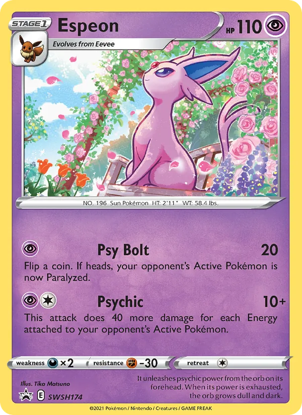 Espeon #SWSH174, SWSH Black Star Holo, TCGdex reference