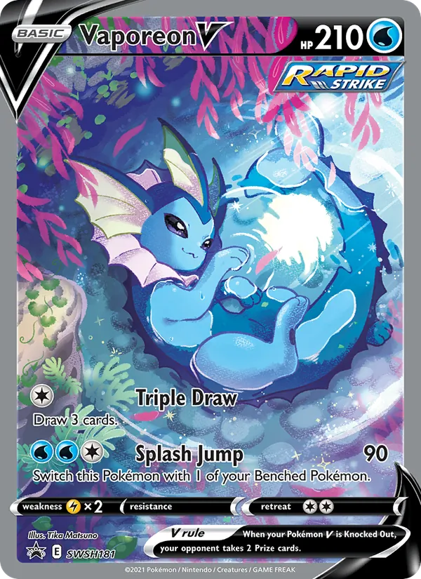 Vaporeon V #SWSH181, SWSH Black Star Holo, TCGdex reference