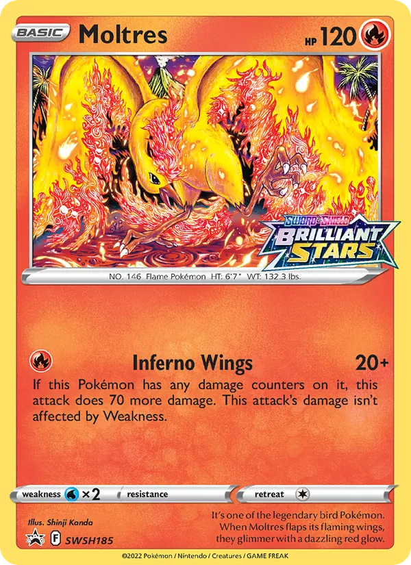 Moltres SWSH185, prerelease base reference scan