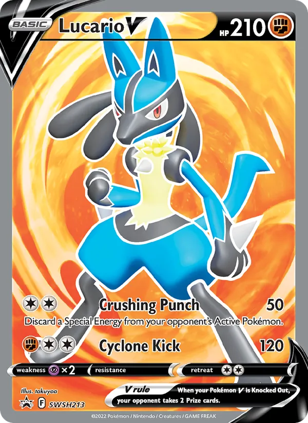 Lucario V #SWSH213, SWSH Black Star Holo, TCGdex reference