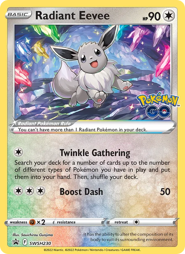 Radiant Eevee #SWSH230, SWSH Black Star Holo, TCGdex reference
