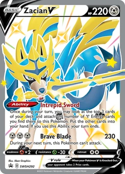 Zacian V #SWSH292, English SWSH Black Star Promos promo, reference image