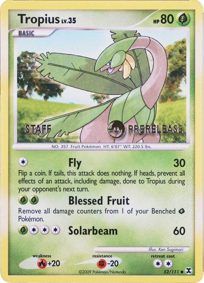 Tropius 52/111, STAFF + Rising Rivals stamps, PSA placeholder