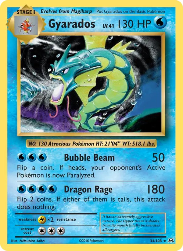 Gyarados 34/108, base reference; stamps unverified