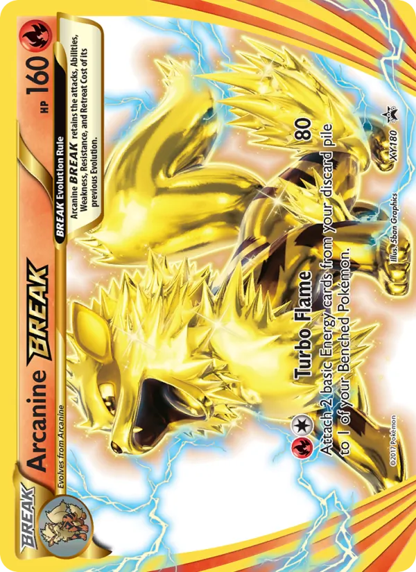 Arcanine BREAK #XY180, XY Black Star Holo, TCGdex reference