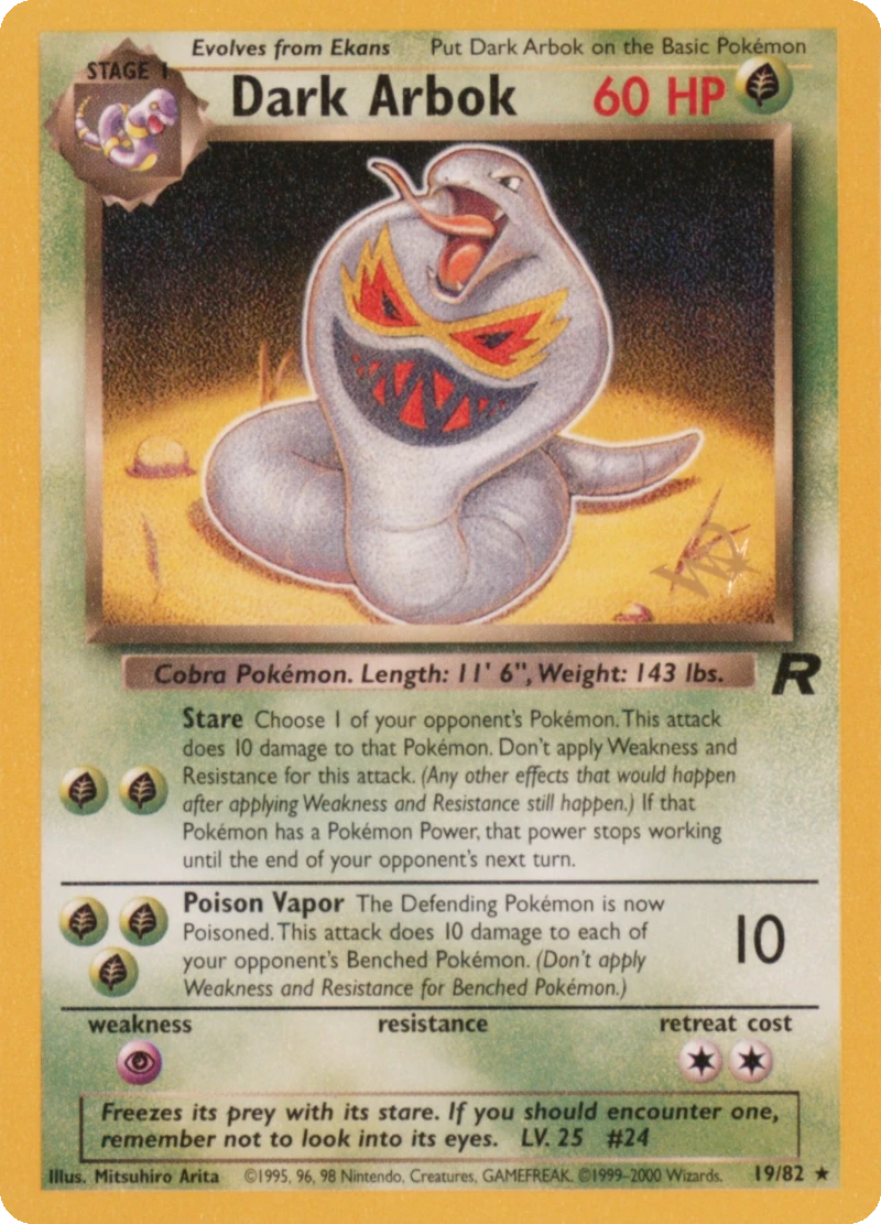 Dark Arbok Gold W stamp PSA reference placeholder