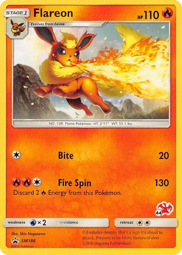 Flareon SM186, English 44 Charizard Deck stamp promo, owner-provided image