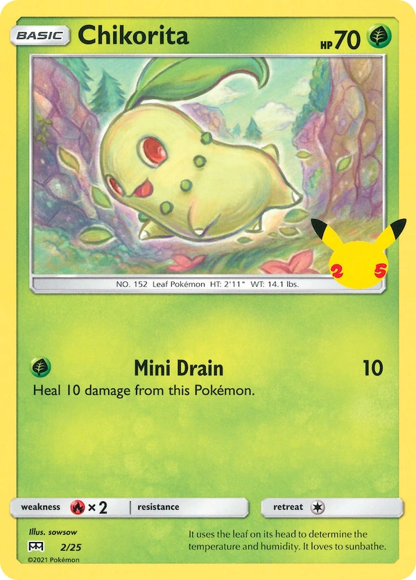 Chikorita #02, English McDonald's Collection 2021 promo, reference image