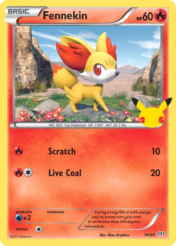 Fennekin #14, English McDonald's Collection 2021 promo, reference image