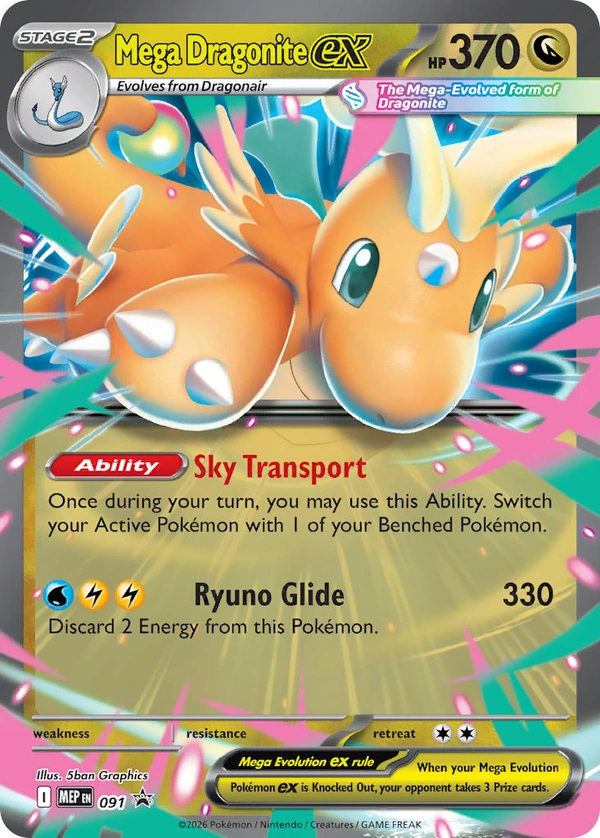 Mega Dragonite ex #091, English MEP Black Star Promos promo, reference image
