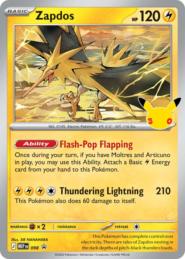 Zapdos #098, English MEP Black Star Promos promo, reference image