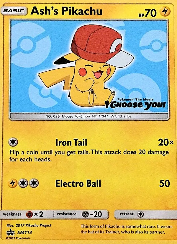 Ash's Pikachu #SM113, SM Black Star Holo, TCGdex reference