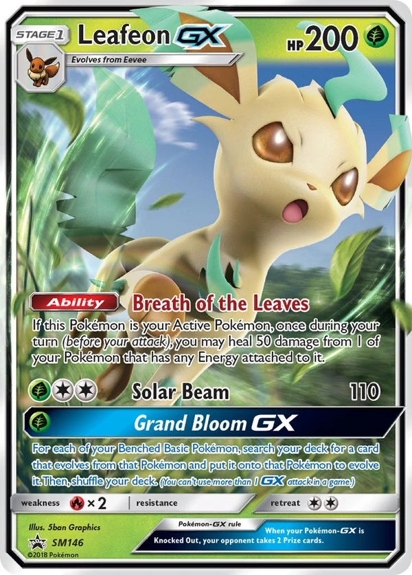 Leafeon GX #SM146, English SM Black Star Promos promo, reference image