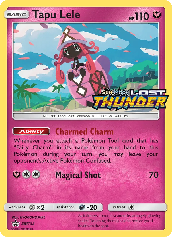 Tapu Lele SM152, base-card reference scan, not a verified staff scan