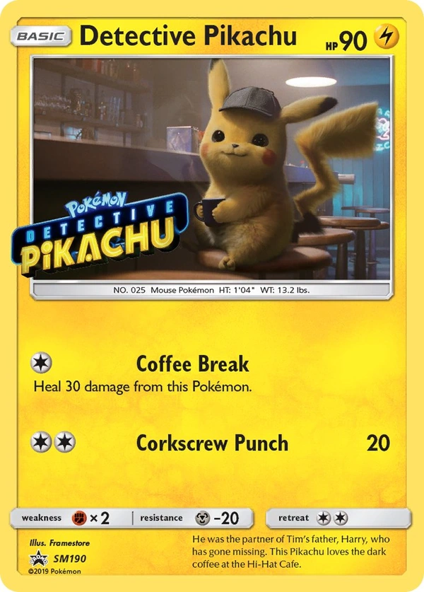 Detective Pikachu #SM190, English SM Black Star Promos promo, reference image