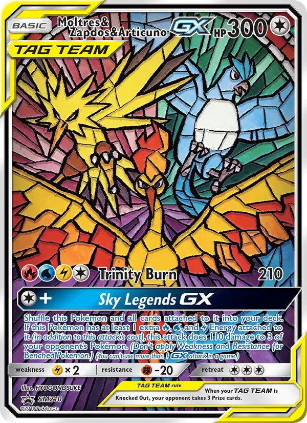 Moltres & Zapdos & Articuno GX #SM210, SM Black Star Holo, TCGdex reference