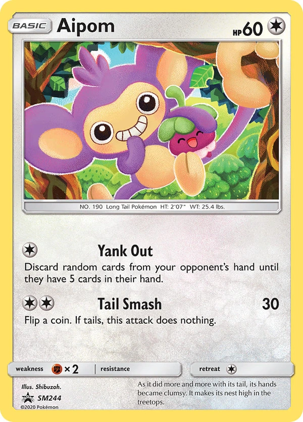 Aipom #SM244, English SM Black Star Promos promo, reference image