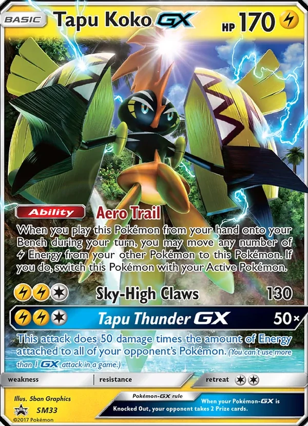 Tapu Koko GX #SM33, SM Black Star Promos English Holo, TCGdex reference