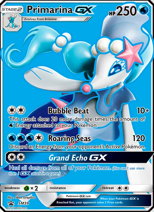 Primarina GX #SM39, SM Black Star Holo, TCGdex reference