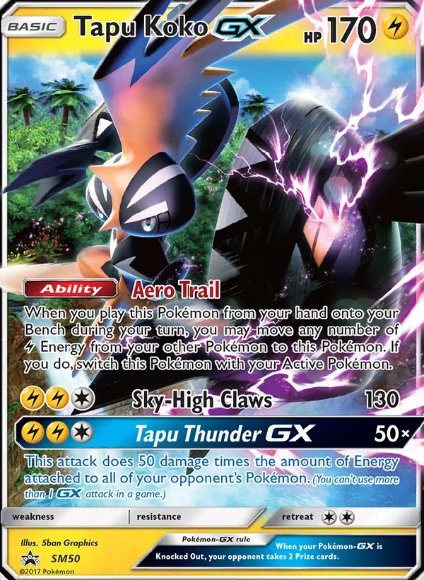Tapu Koko GX #SM50, SM Black Star Promos English Holo, TCGdex reference