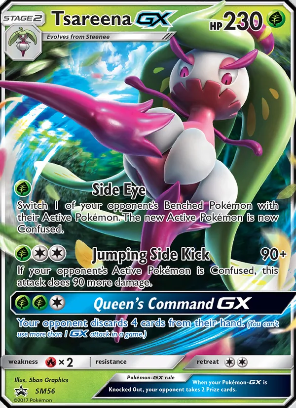 Tsareena GX #SM56, SM Black Star Holo, TCGdex reference
