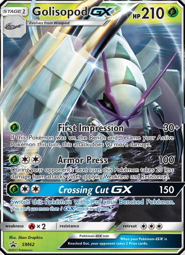 Golisopod GX #SM62, SM Black Star Holo, TCGdex reference