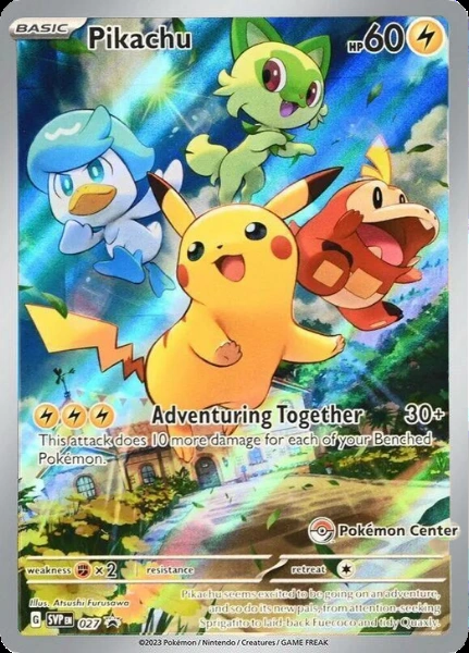 Pikachu #027, English Pokemon Center stamped promo reference image