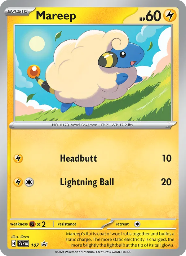 Mareep #107, SWSH Black Star "2" Pikachu Deck, TCGdex reference