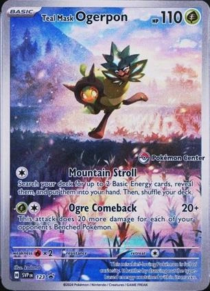 Teal Mask Ogerpon #123, English Pokemon Center stamped promo reference image