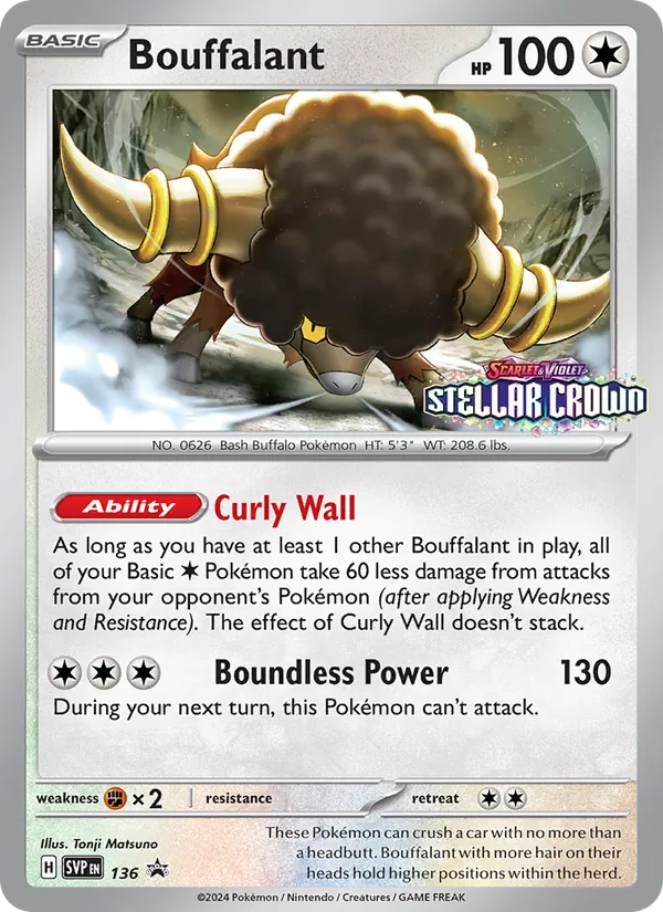Bouffalant 136, base-card reference scan, not a verified staff scan