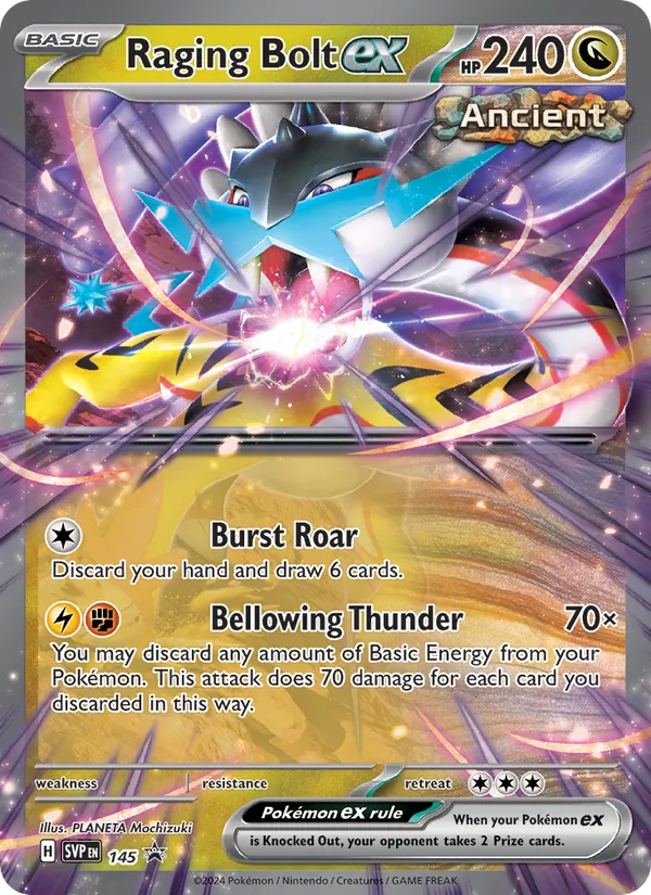 Raging Bolt ex #145, SWSH Black Star Holo, TCGdex reference
