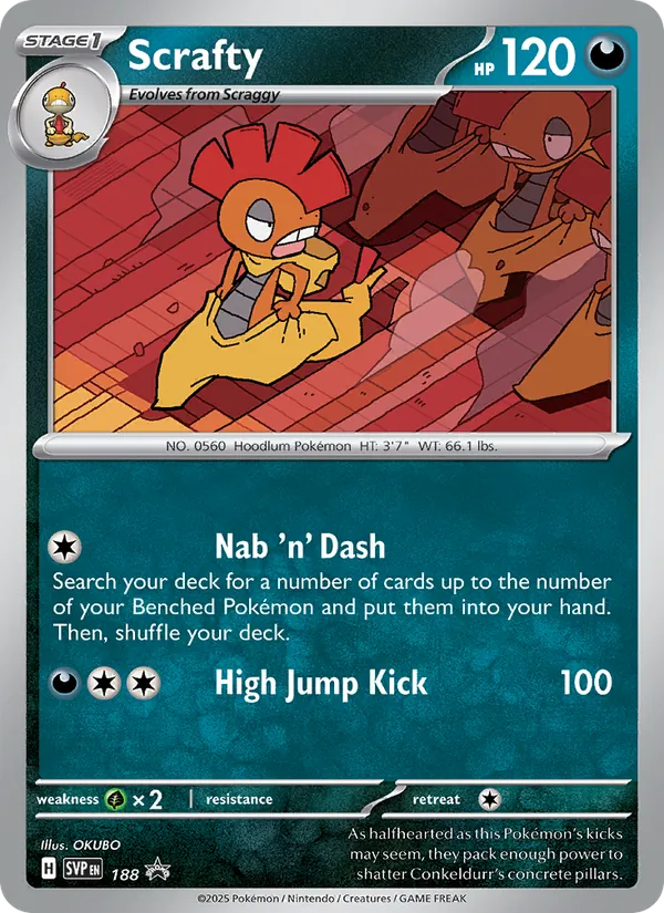 Scrafty #188, SWSH Black Star Holo, TCGdex reference