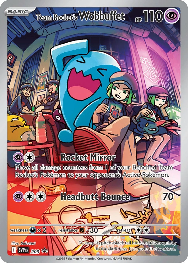 Team Rocket's Wobbuffet #203, English SVP Black Star Promos promo, reference image